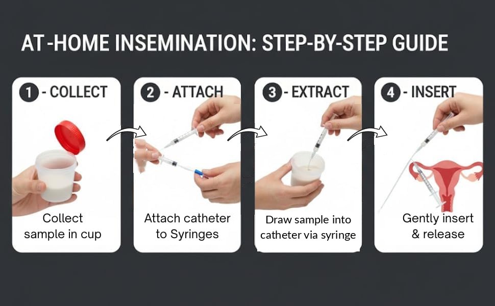Home Insemination Kit with IUI catheters, syringes and collection containers